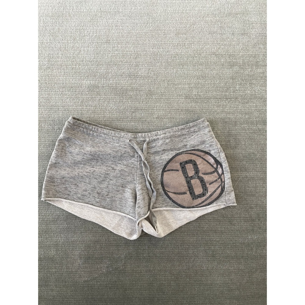 Y2K NBA 4HER Micro Shorts Women M Gray Athleisure Casual Sweat Brooklyn